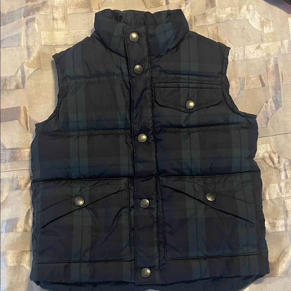Lands' End Kids Navy Quilted Jacket with Red Stitching